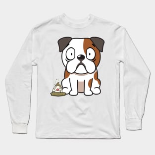 Funny Bulldog steps on a dirty diaper Long Sleeve T-Shirt